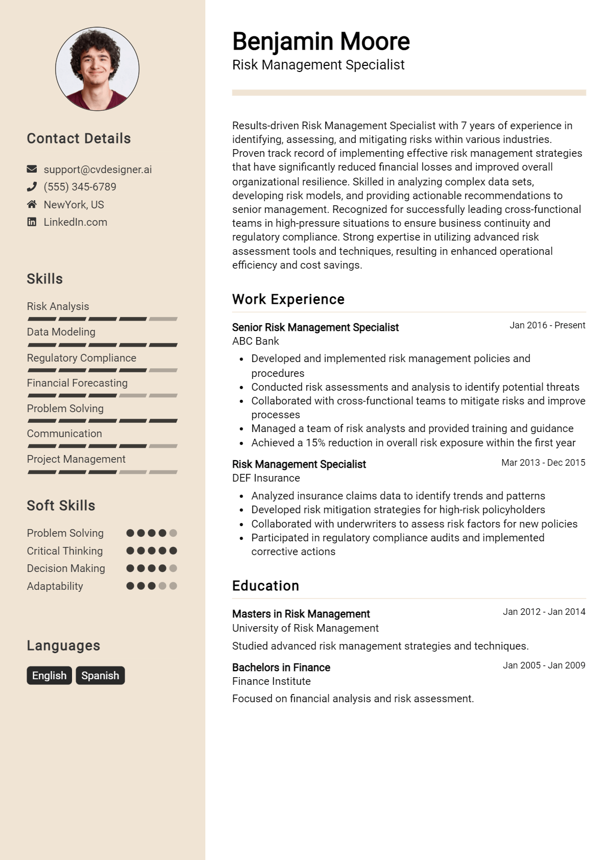 Risk Management Specialist Resume Example for 2026: How to Craft a Winning CV Preview