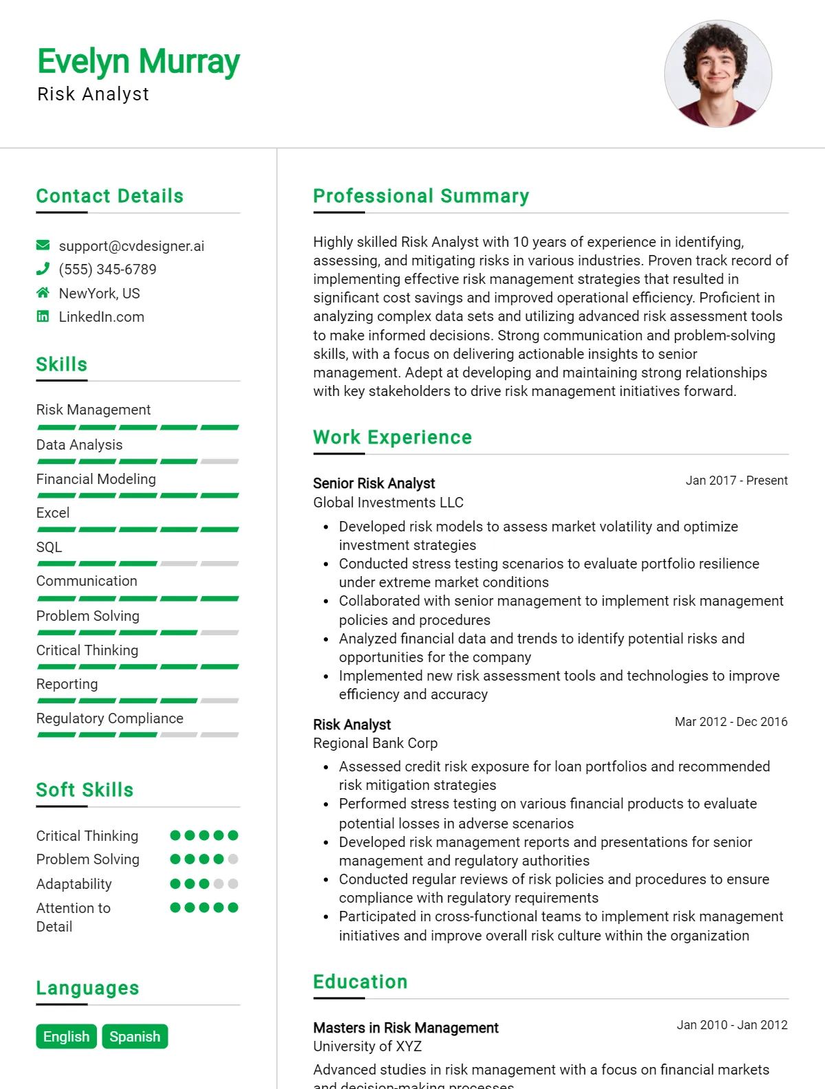 Risk Analyst CV Example & Templates for 2026 Preview