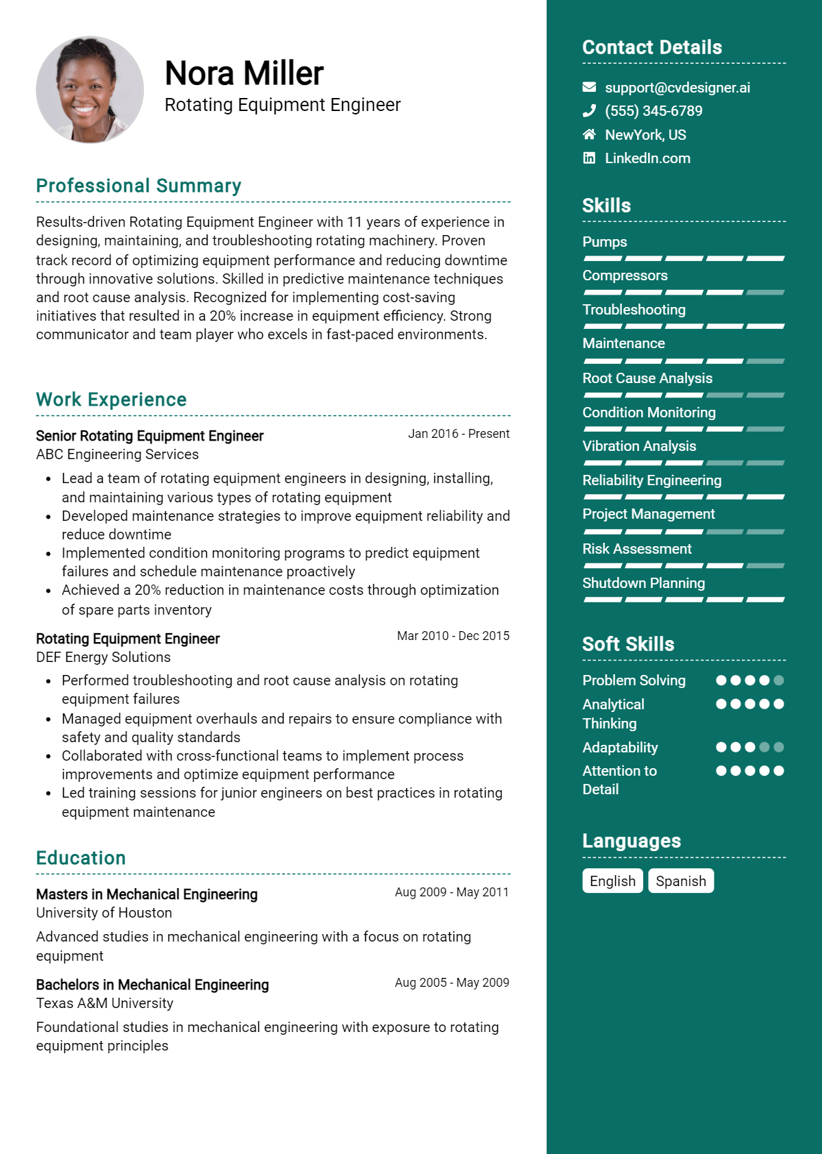 Rotating Equipment Engineer Resume Example for 2026: Best Formatting Tips Preview