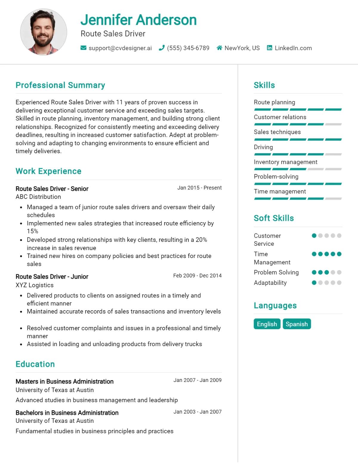 Route Sales Driver CV Example For 2026: Effective CV Writing Tips Preview