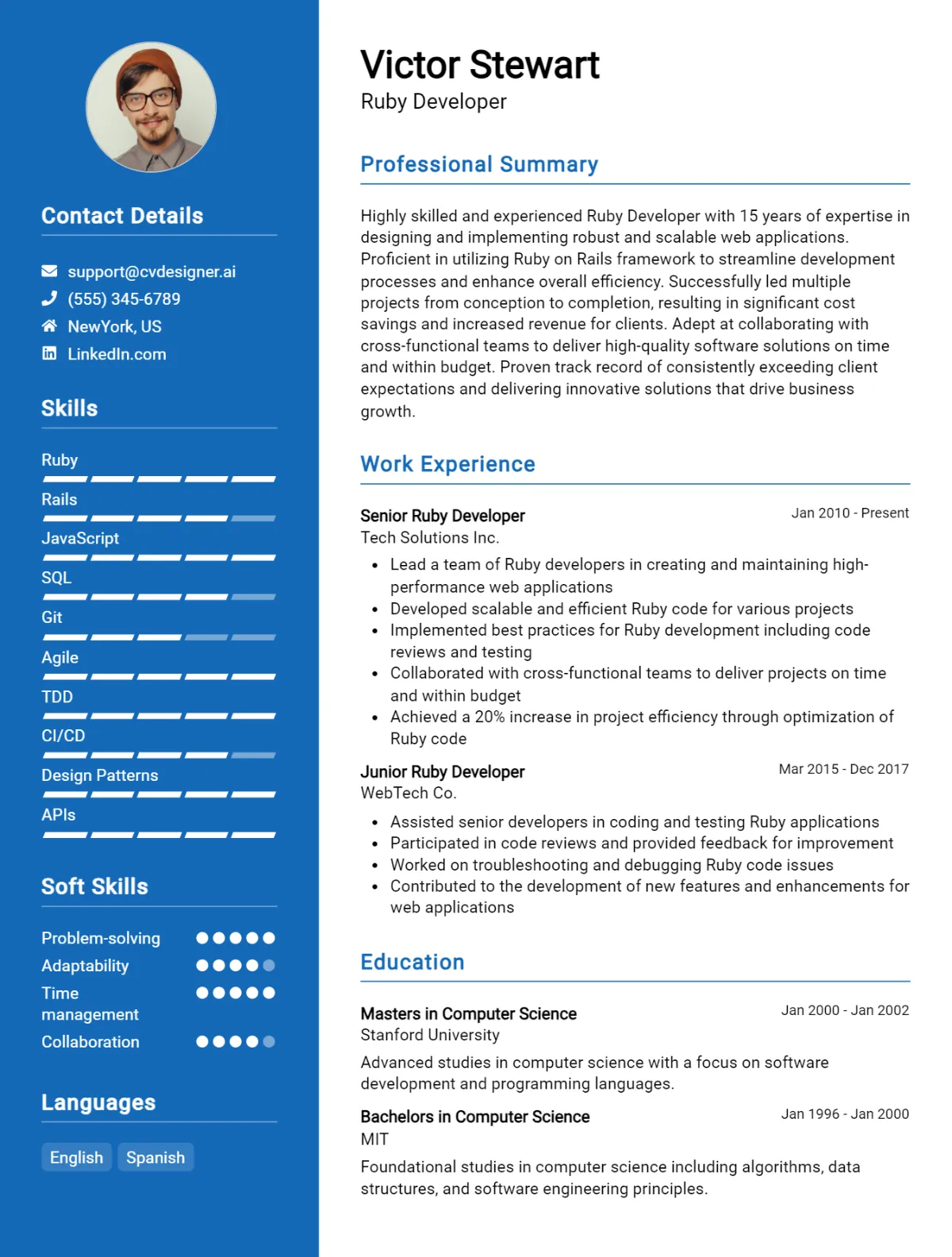 Ruby Developer CV Example For 2026: Best Writing Guide Preview