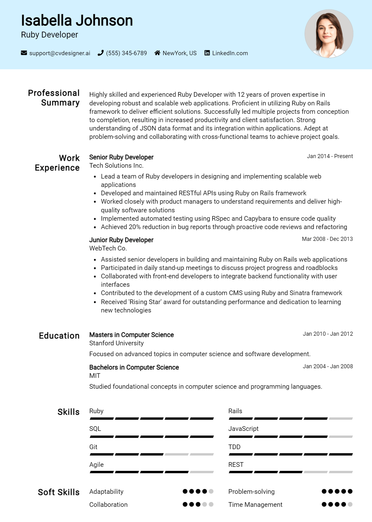 Ruby Developer Resume Example for 2026: Writing Guide Preview
