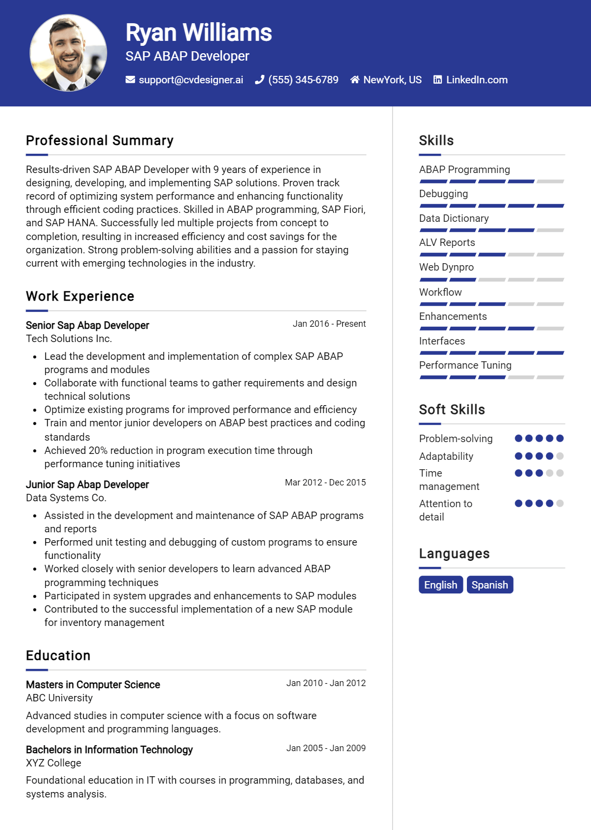 SAP ABAP Developer CV Example For 2026: Ultimate Guide Preview