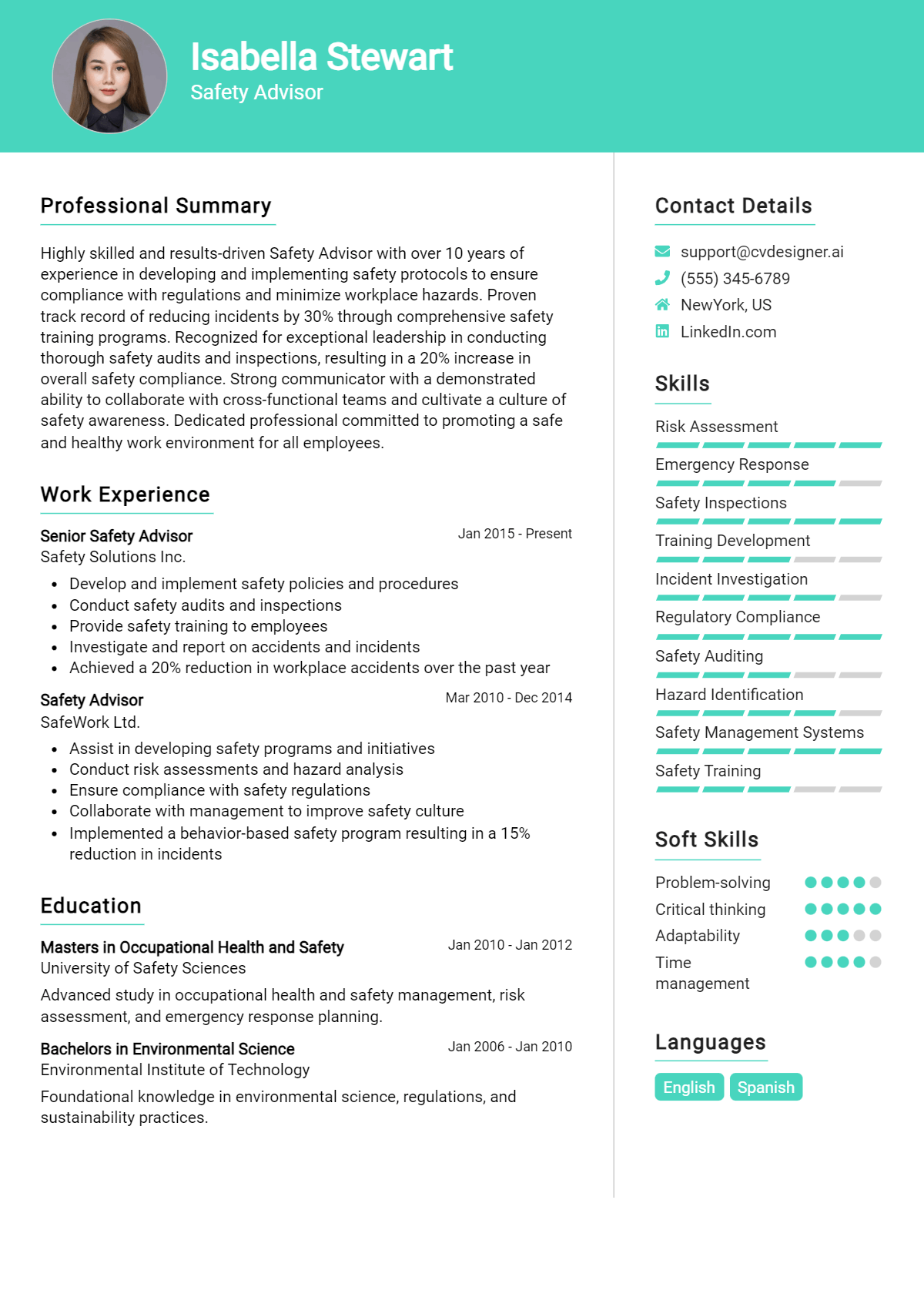 Safety Advisor Resume Example for 2026: Best Writing Tips Preview