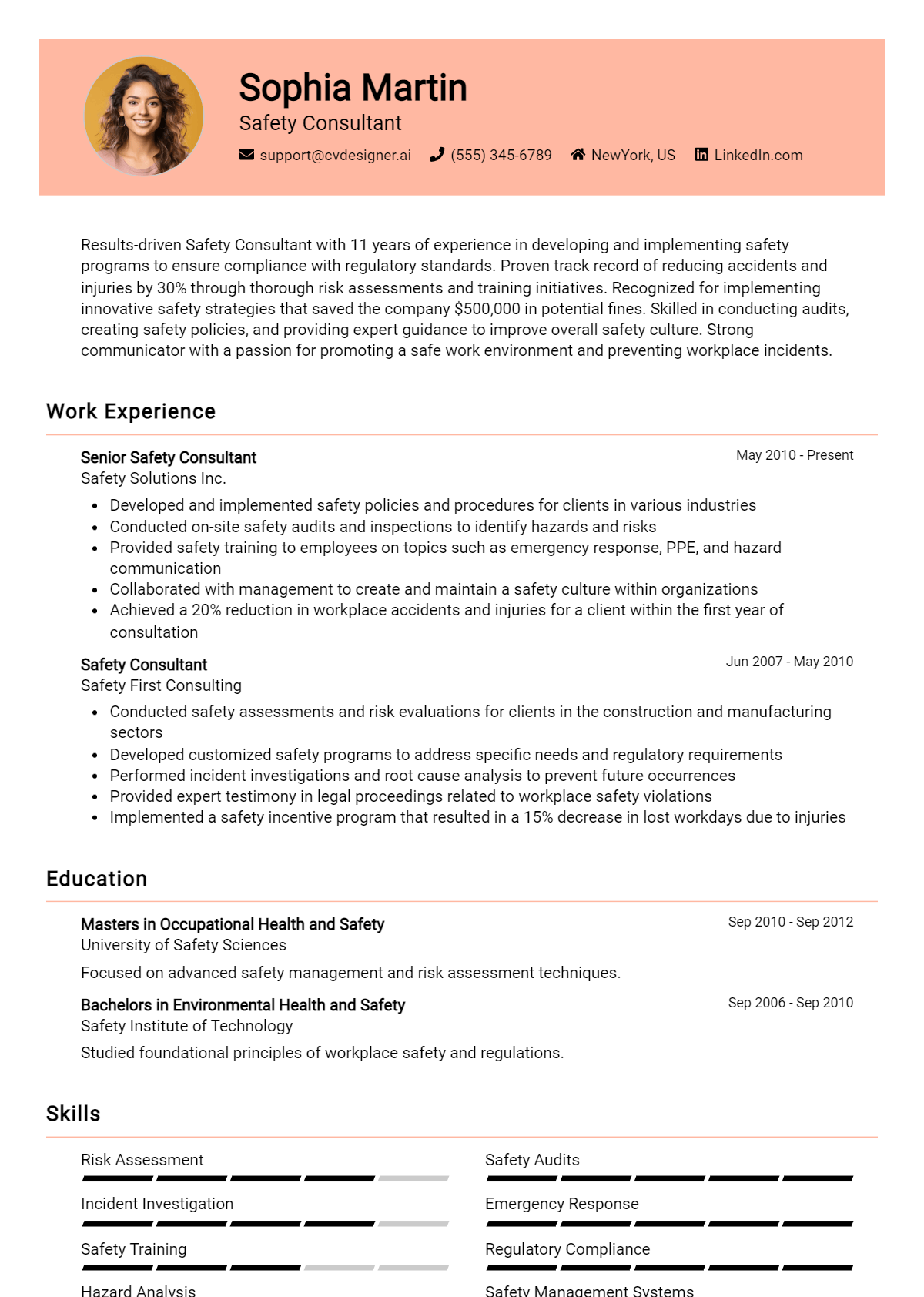Safety Consultant Resume Example for 2026: Proven Tips & Templates Preview