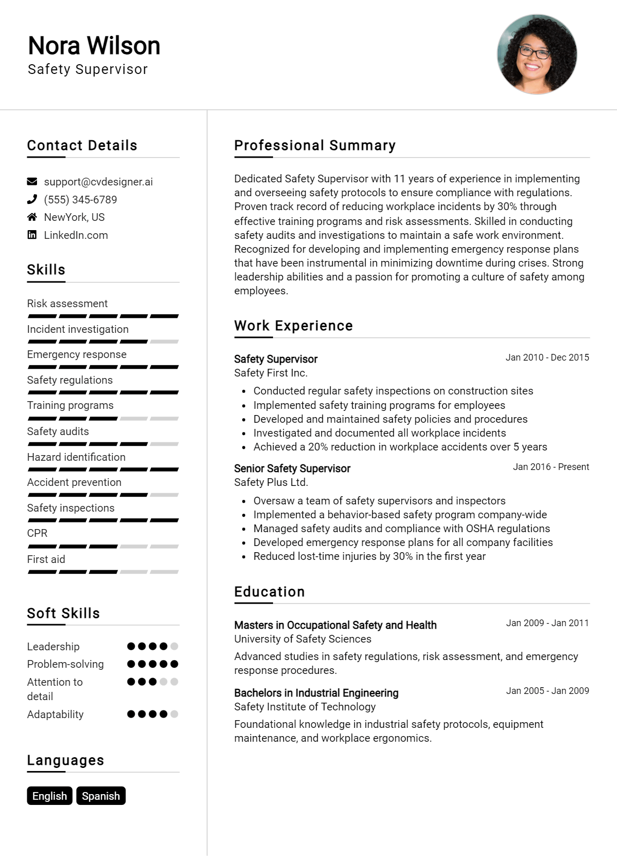 Safety Supervisor Resume Example for 2026: Effective Tips Preview