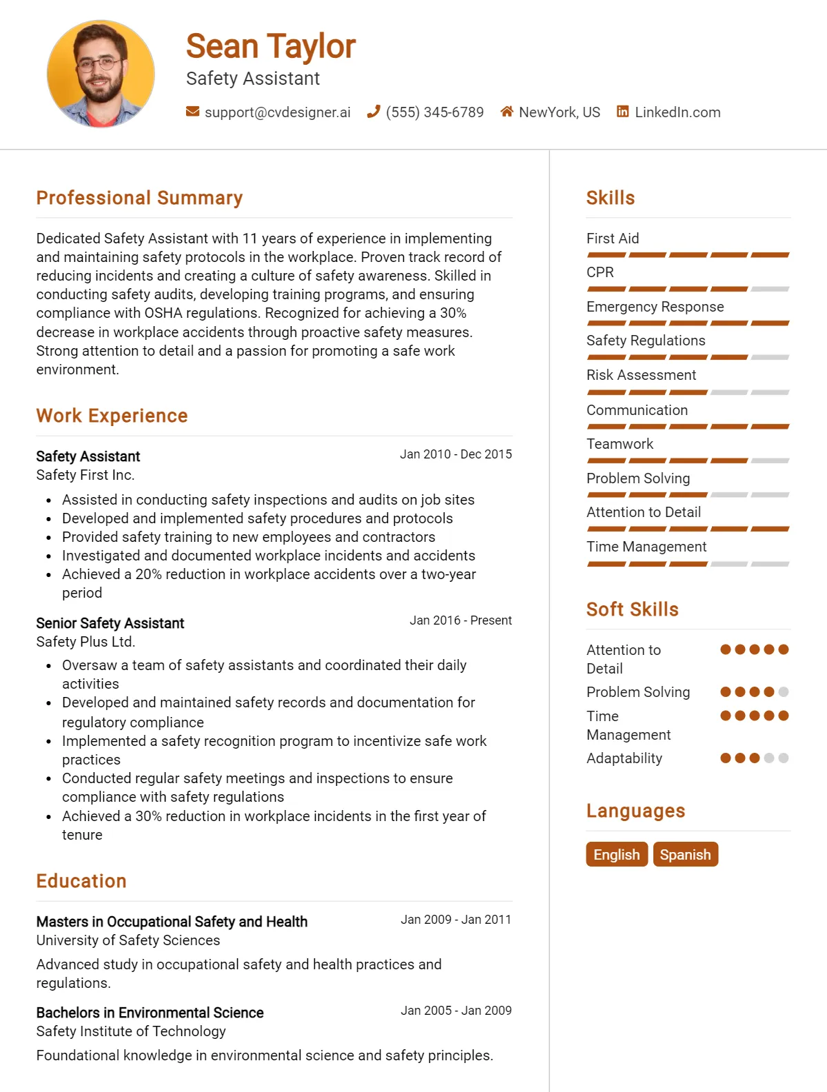 Safety Assistant CV Example For 2026: Best Tips & Templates Preview