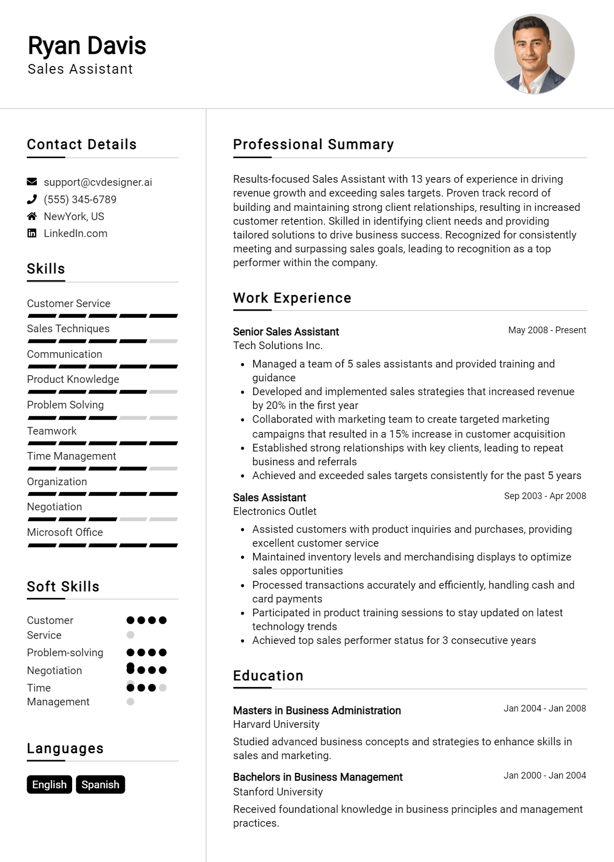 Sales Assistant Resume Example for 2026: Tips & Templates Preview