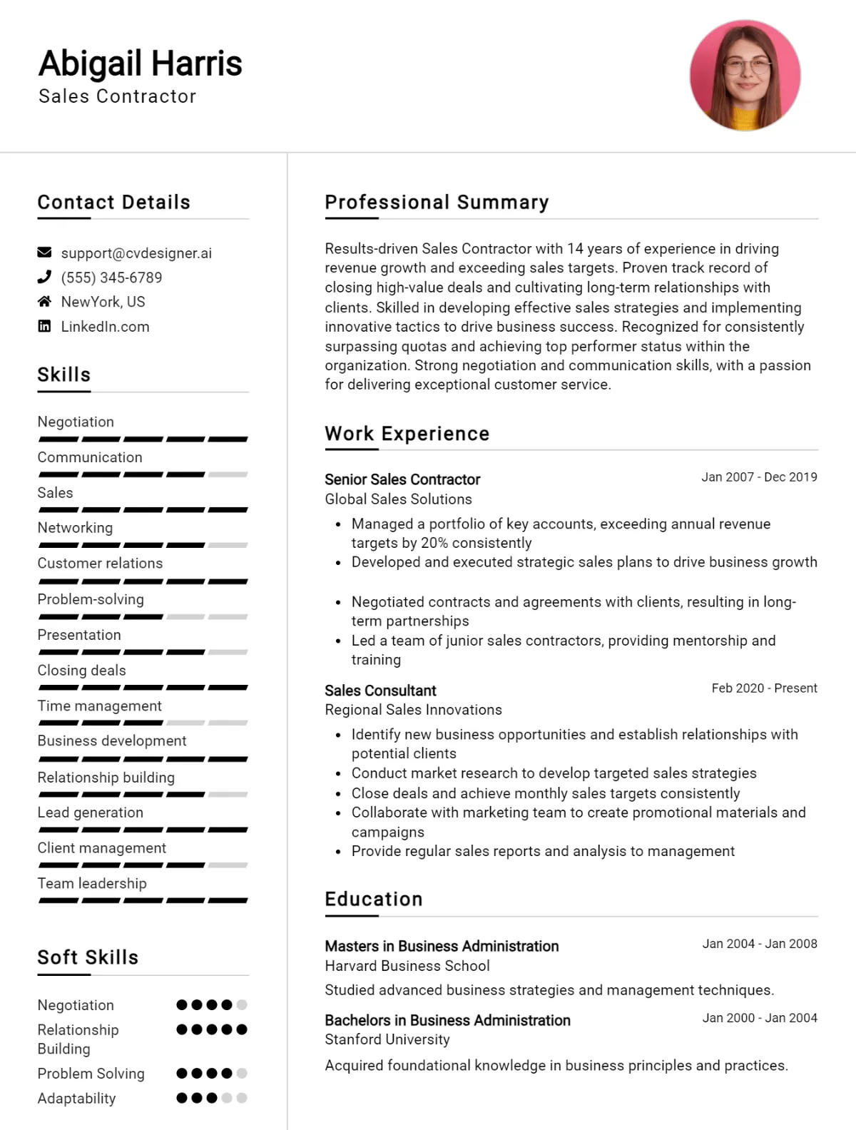 Sales Contractor CV Example For 2026: Proven Tips & Templates Preview