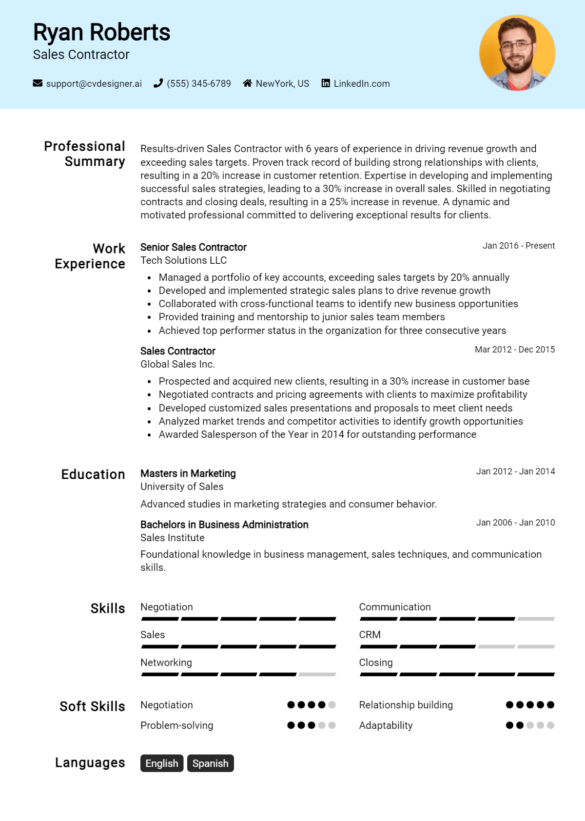 Sales Contractor Resume Example for 2026: Tips to Stand Out Preview