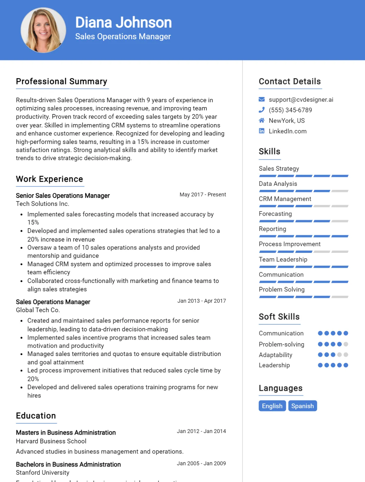 16 Sales Operations Manager CV Examples And Templates For 2026 Preview