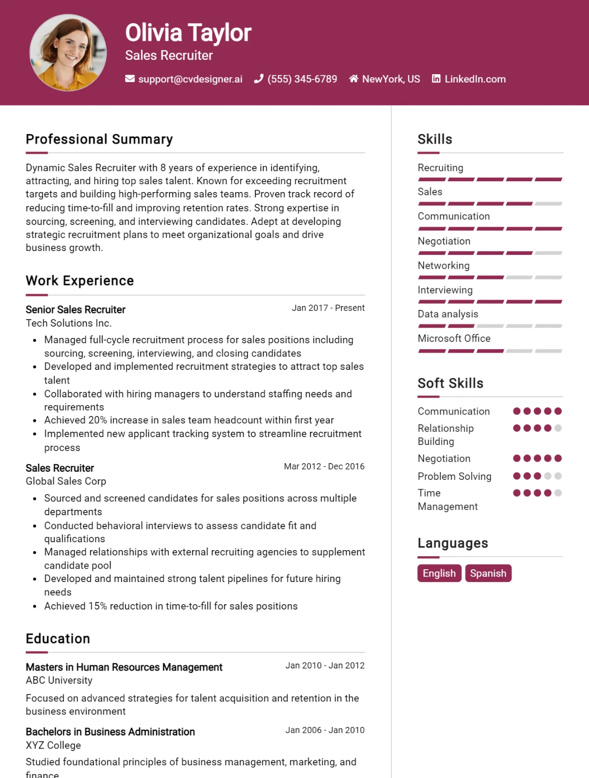 Sales Recruiter CV Example For 2026: Top Tips & Samples Preview