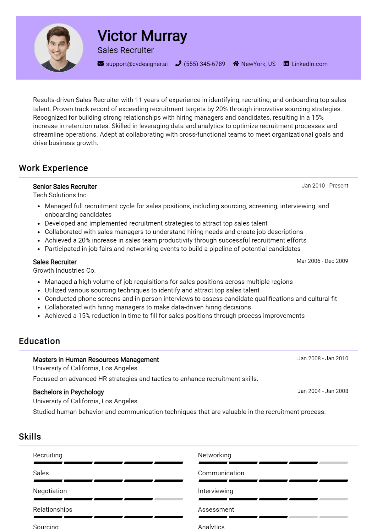 Sales Recruiter Resume Example for 2026: Effective Tips Preview