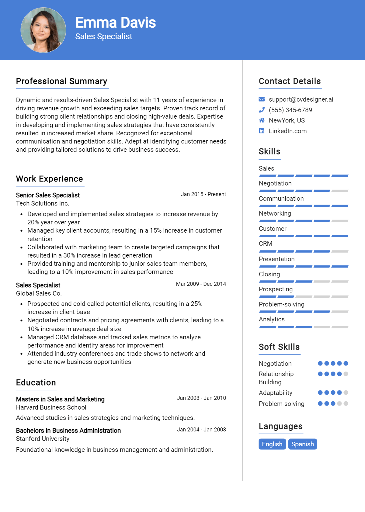 Sales Specialist Resume Example for 2026: Best Tips Preview