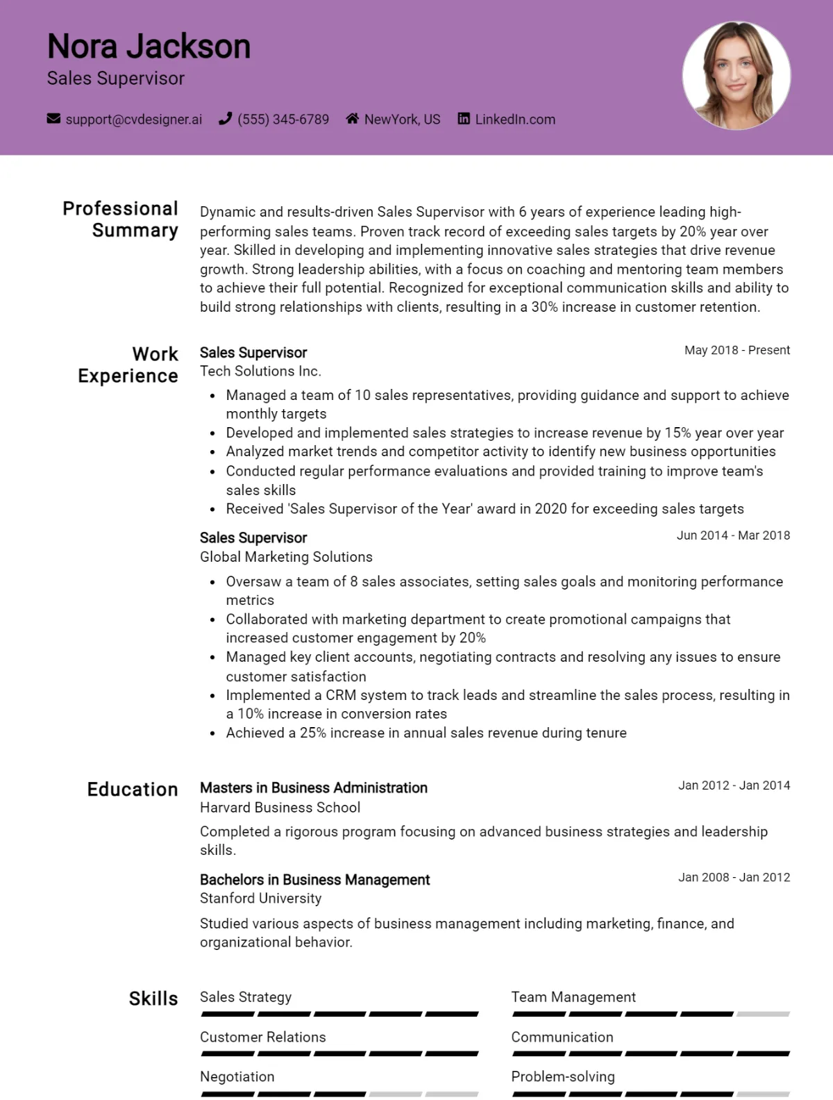 Sales Supervisor CV Example For 2026: Tips & Templates Preview