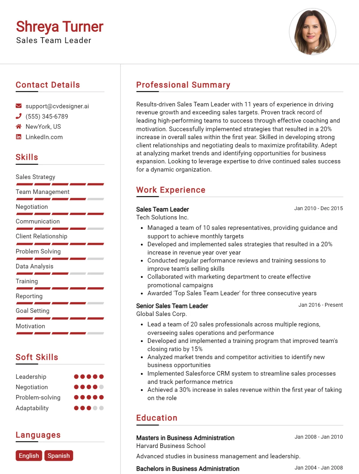 Sales Team Leader CV Example For 2026: How to Create a Professional CV Preview