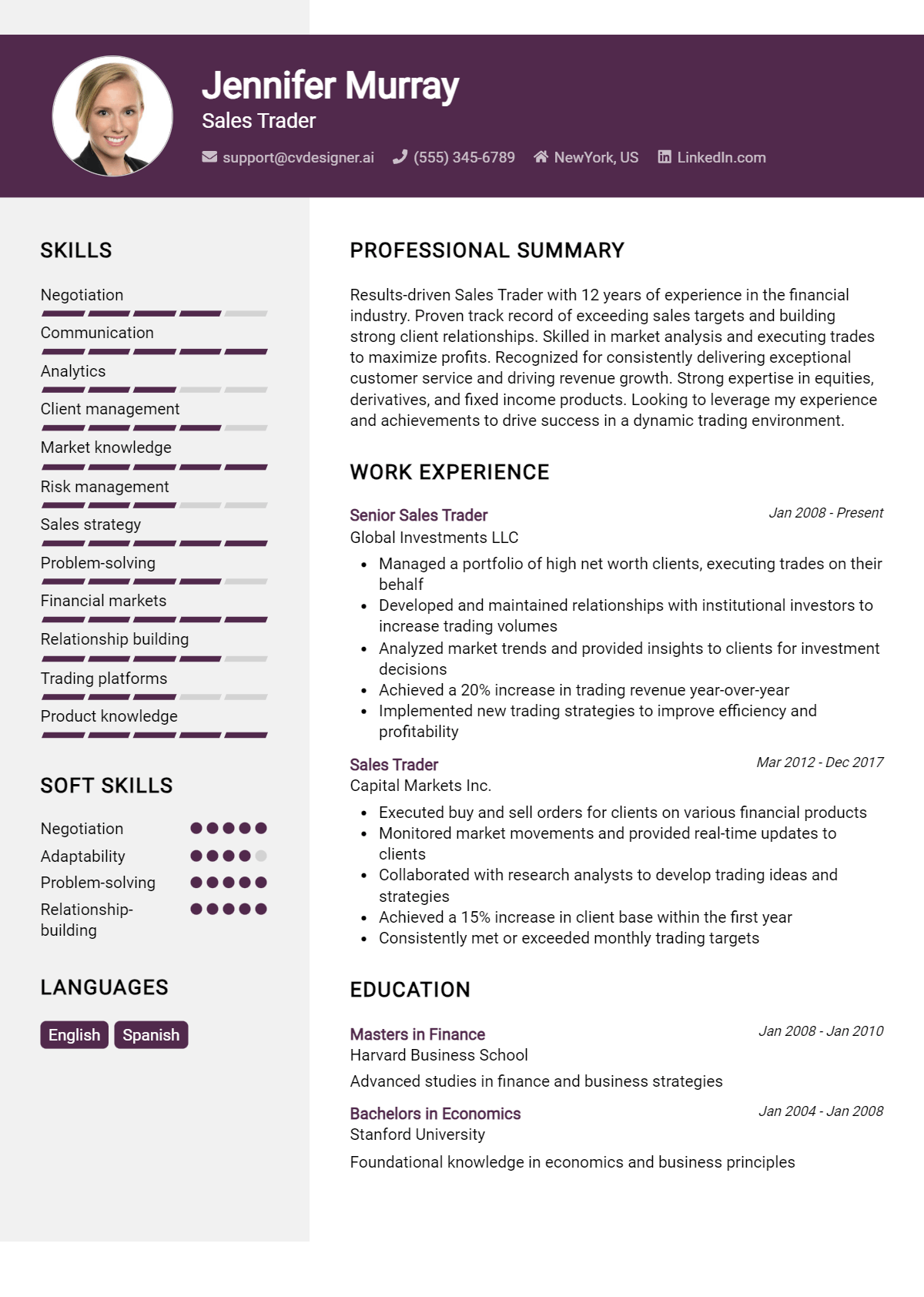 Sales Trader Resume Example for 2026: Best Writing Tips Preview