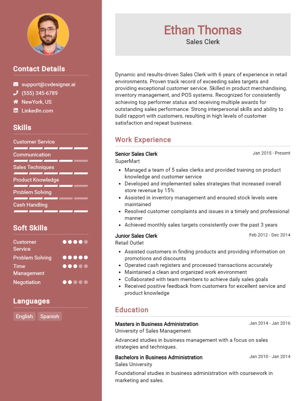 Sales Clerk CV Example For 2026: Top Tips & Samples Preview