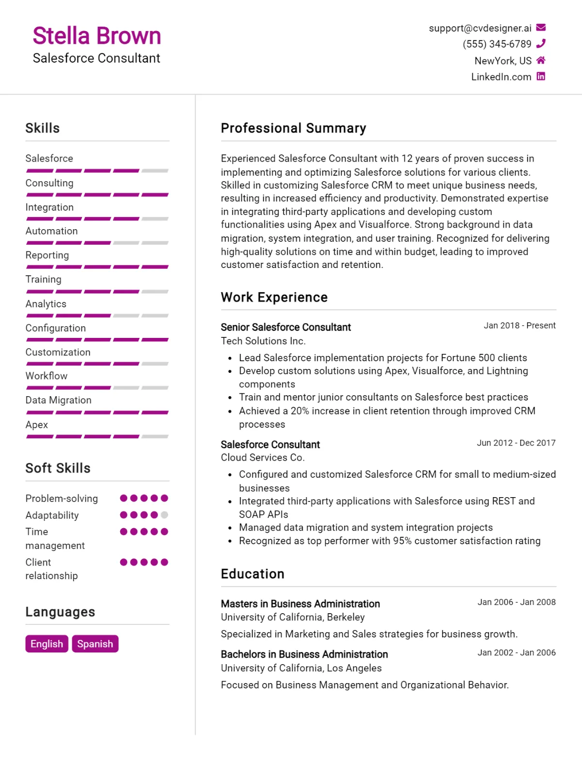 Salesforce Consultant CV Example For 2026: Proven Tips & Templates Preview
