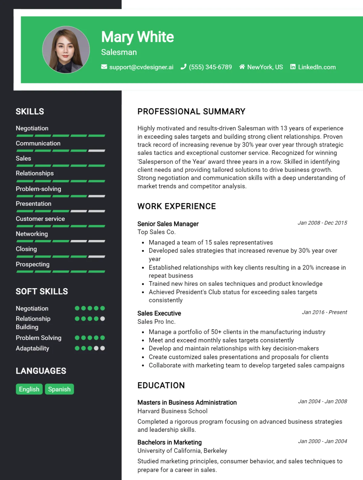 Salesman CV Example For 2026: How to Create a Professional CV Preview