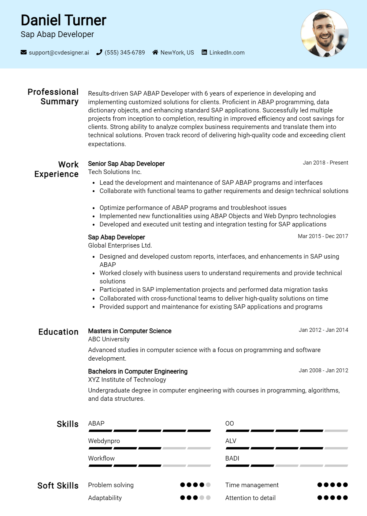 SAP ABAP Developer Resume Example for 2026: Free Examples Preview