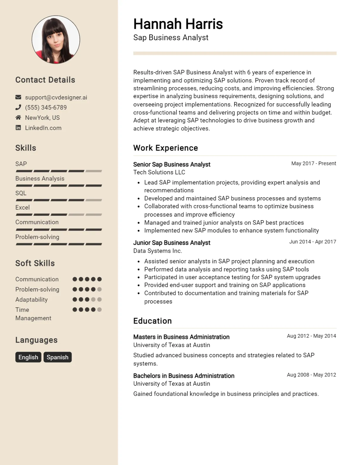SAP Business Analyst CV Example For 2026: Best Tips & Templates Preview