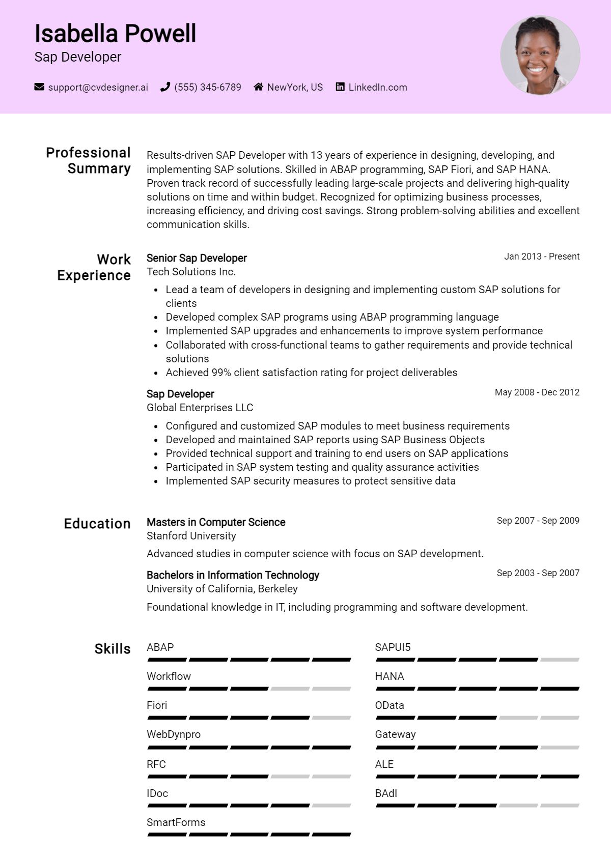 SAP Developer Resume Example for 2026: Best Writing Guide Preview