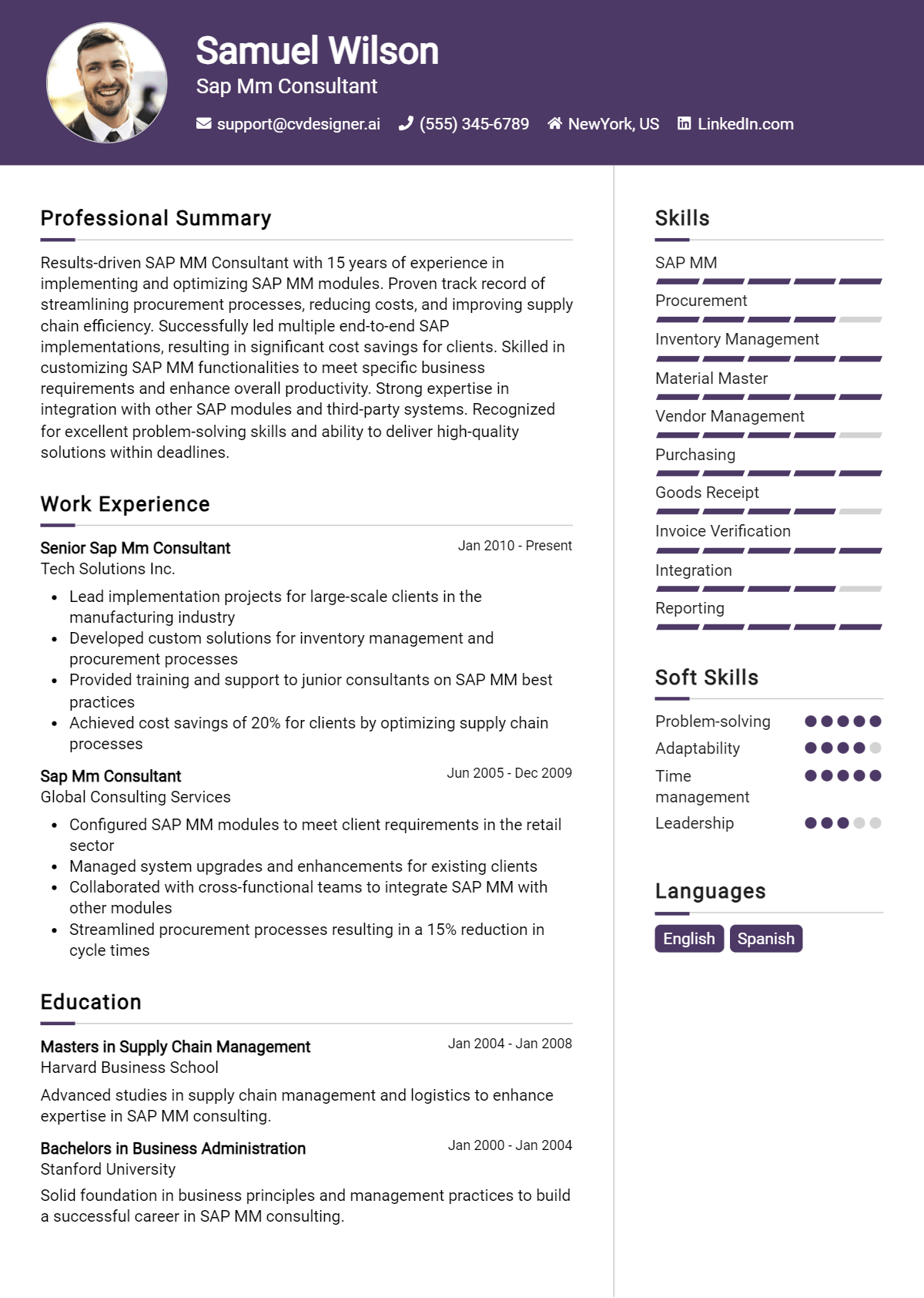SAP Mm Consultant Resume Example for 2026: Top Templates Preview