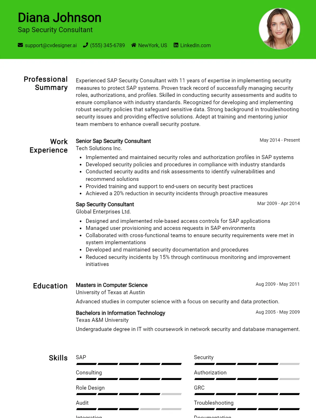 SAP Security Consultant CV Example For 2026: Top Tips & Samples Preview