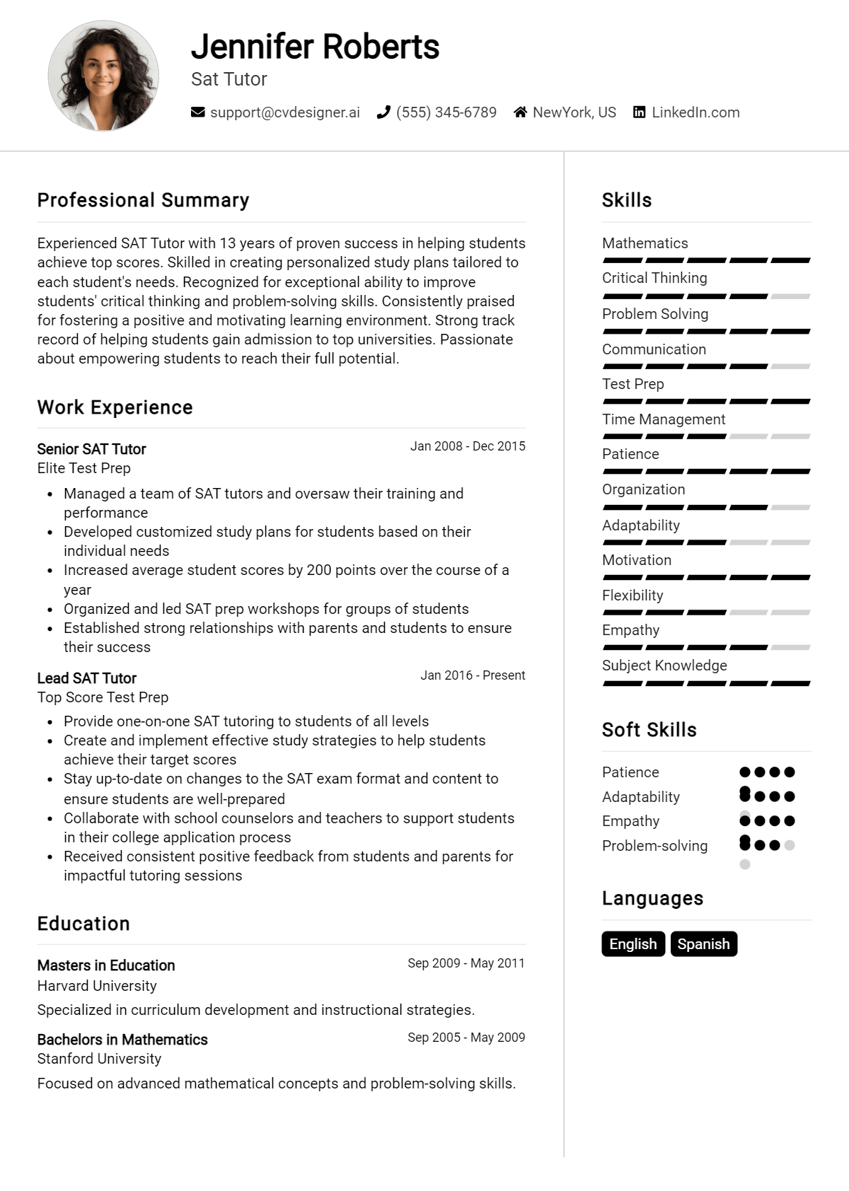 Sat Tutor Resume Example for 2026: Expert Tips & Templates Preview