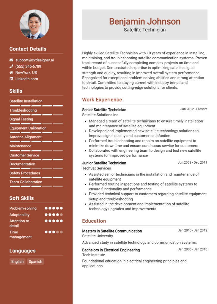 Satellite Technician Resume Example