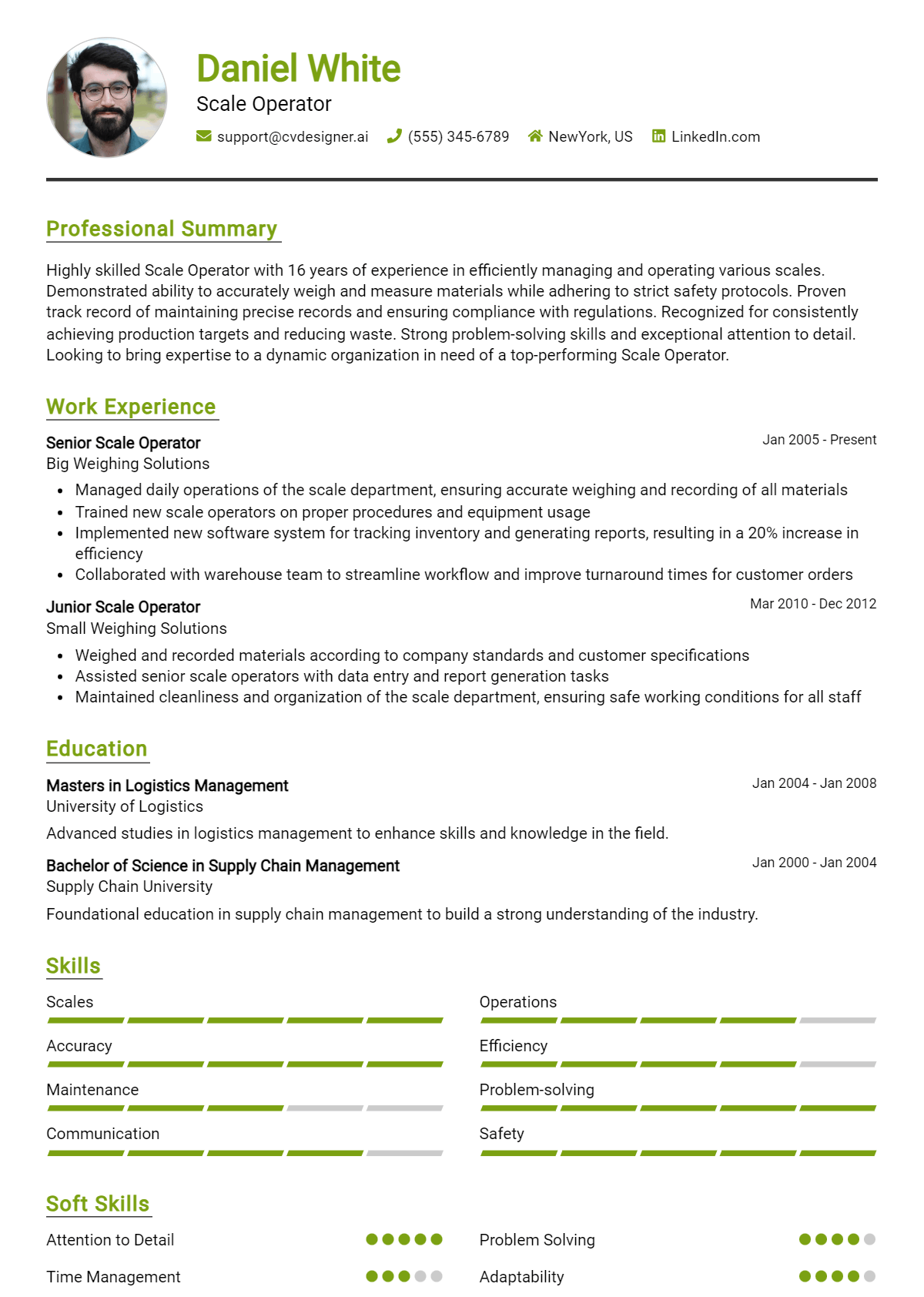 Scale Operator Resume Example for 2026: Professional CV Templates Preview