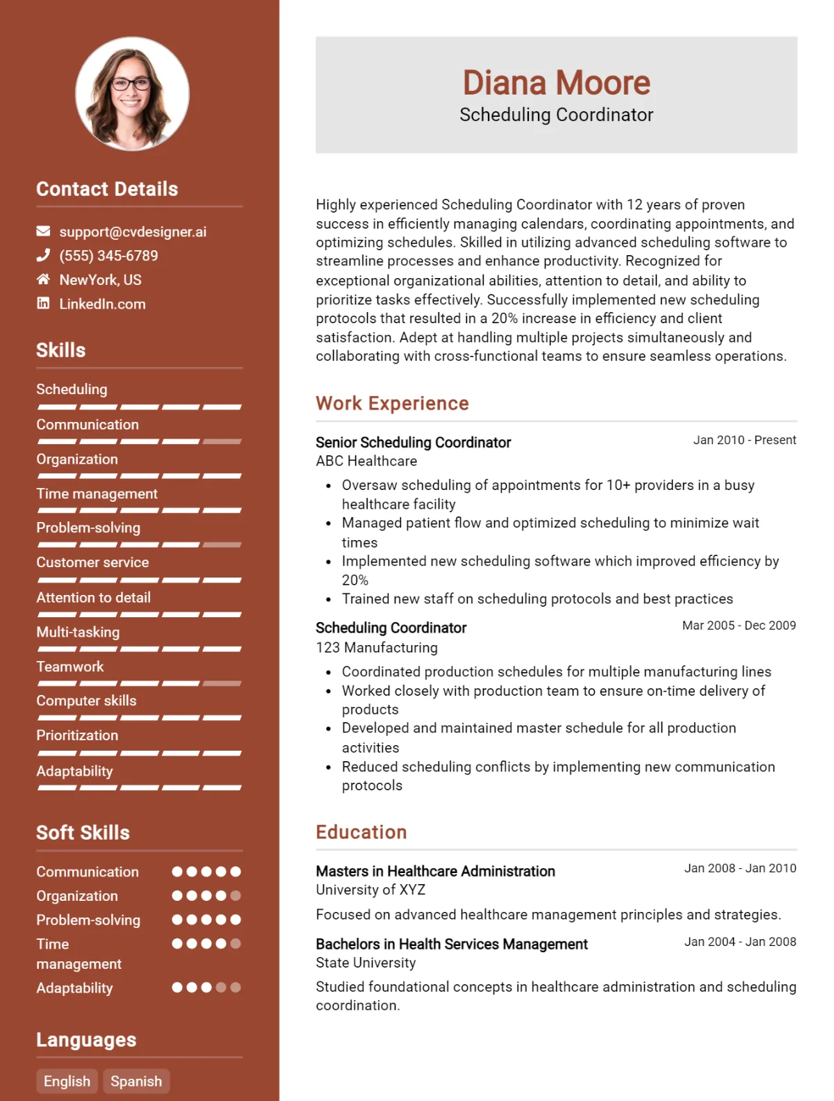 Scheduling Coordinator CV Example For 2026: Free Downloadable Templates Preview