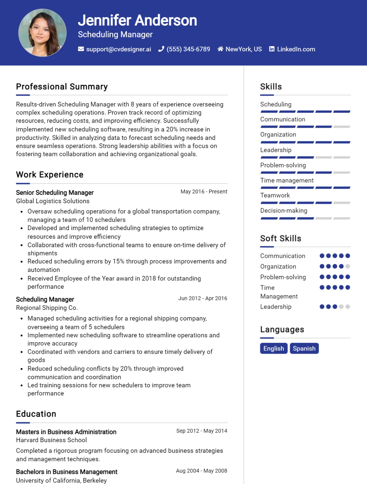 Scheduling Manager CV Example For 2026: Proven Tips & Templates Preview