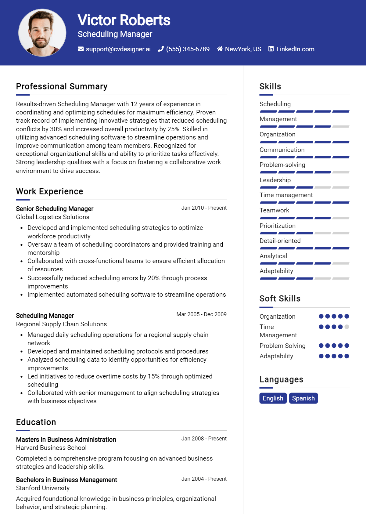 Scheduling Manager Resume Example for 2026: Best Tips Preview