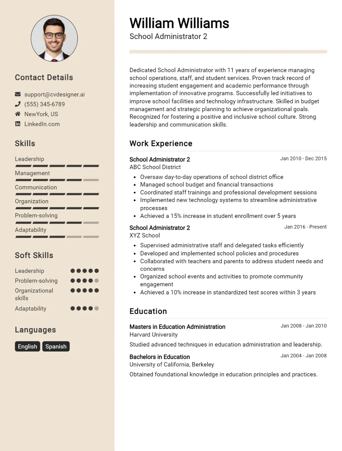 School Administrator CV Example For 2026: Expert Tips & Templates Preview