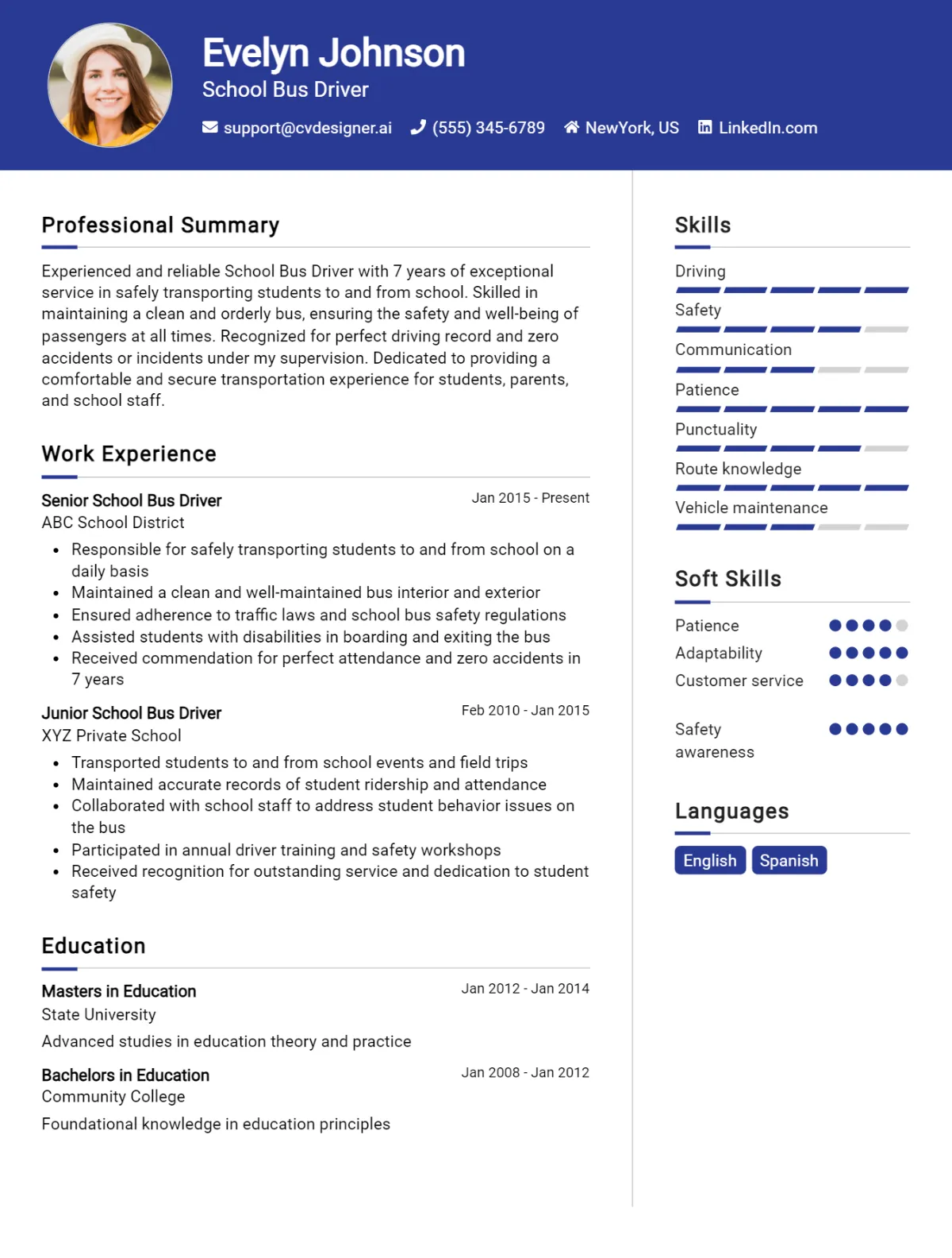 School Bus Driver CV Example For 2026: How to Create a Professional CV Preview