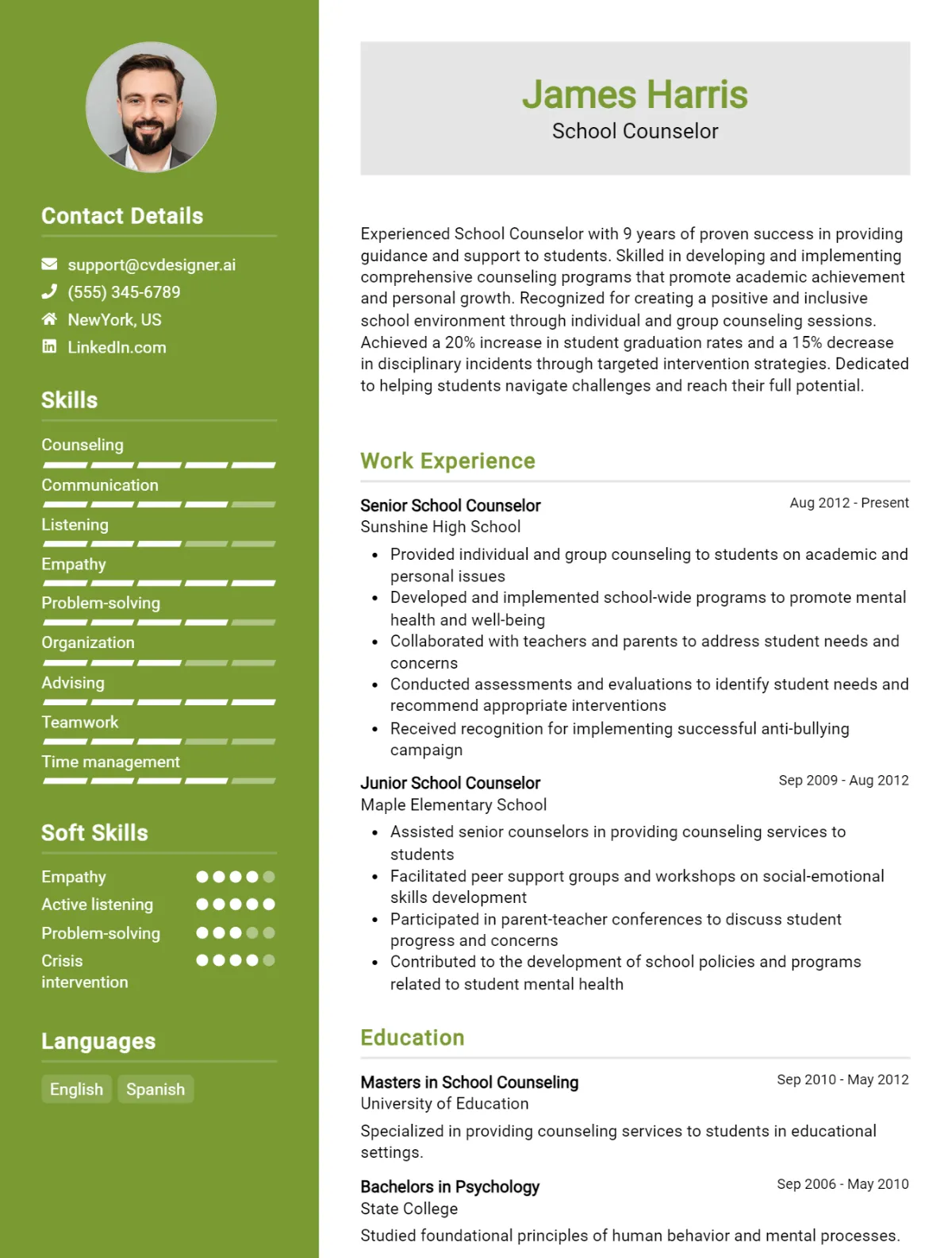 School Counselor CV Example For 2026: Tips & Templates Preview