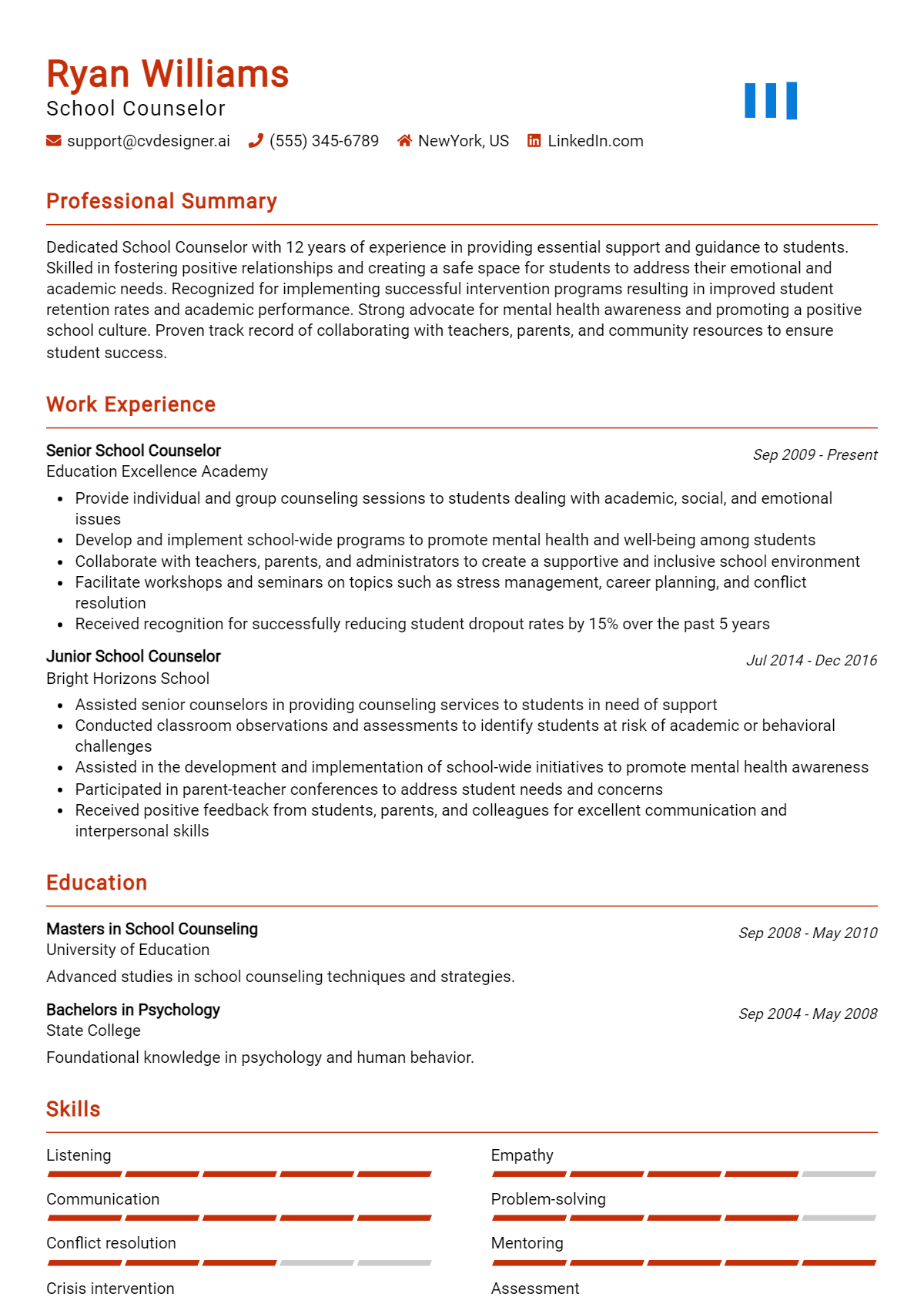 School Counselor Resume Example for 2026: Examples & Free Templates Preview