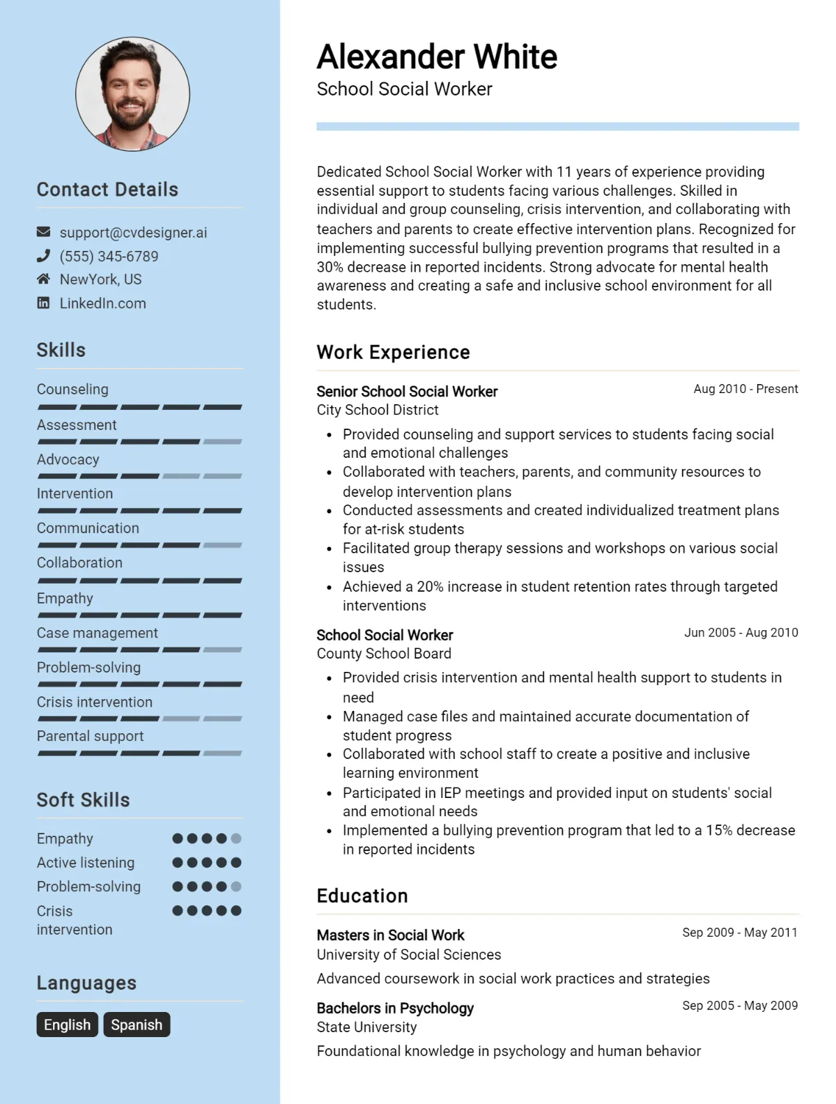School Social Worker CV Example For 2026: Effective CV Writing Tips Preview