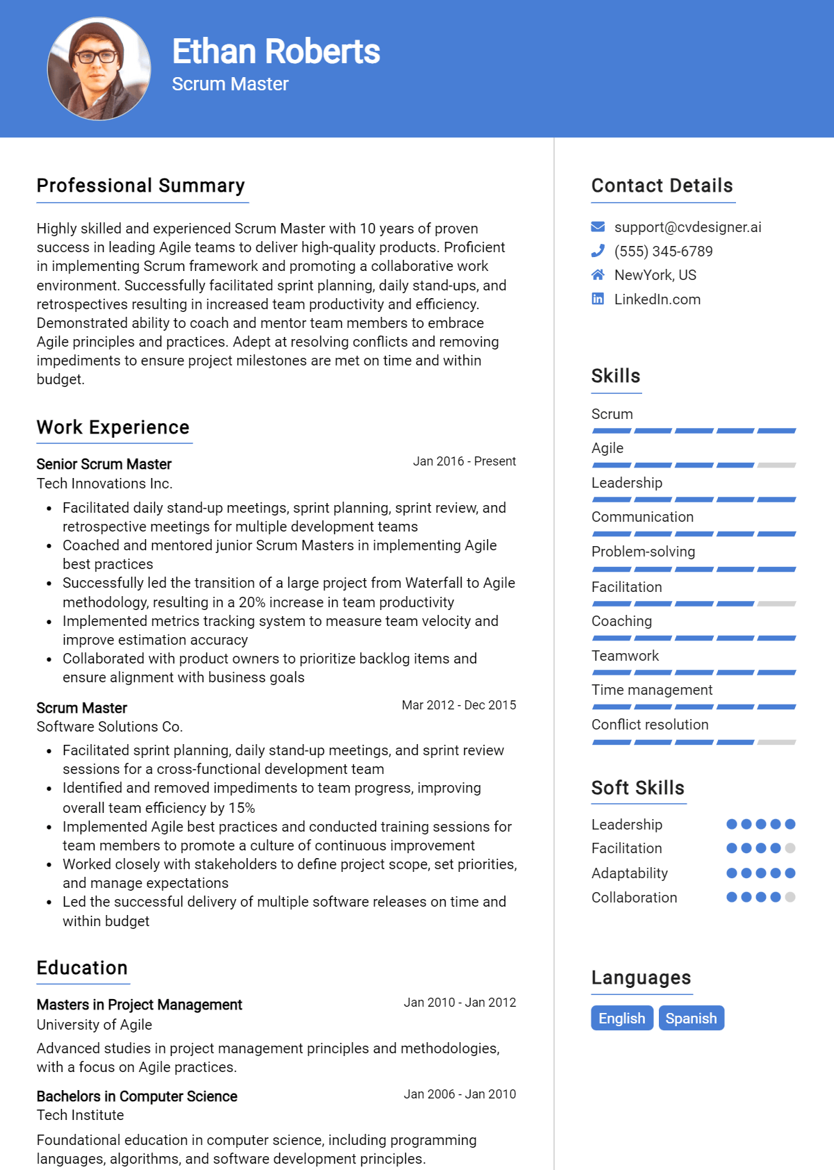 Scrum Master Resume Example for 2026: Downloadable Templates Preview