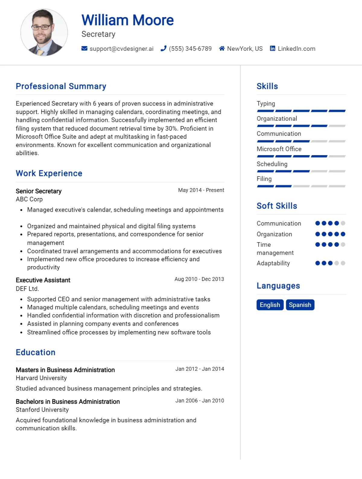 Secretary CV Example For 2026: Proven Tips & Templates Preview