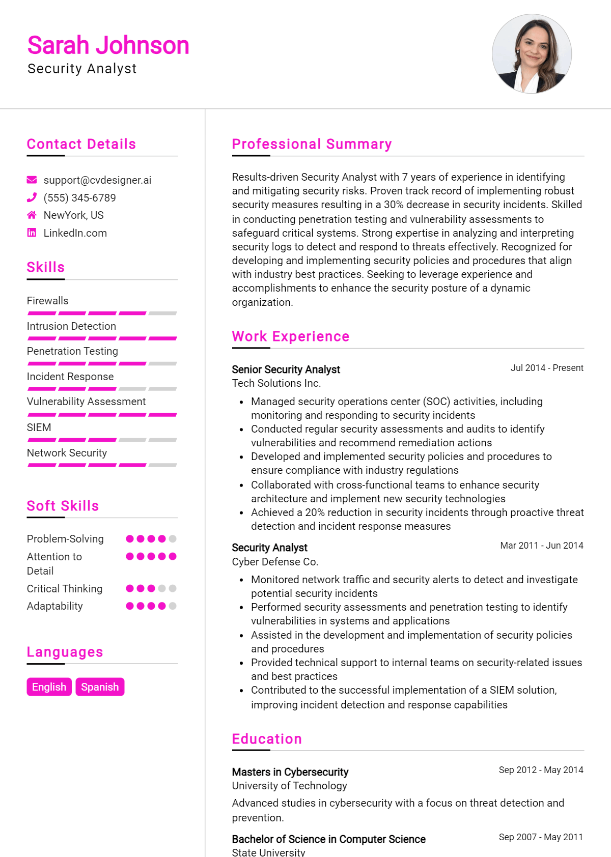 26 Security Analyst Resume Examples And Templates for 2026 Preview