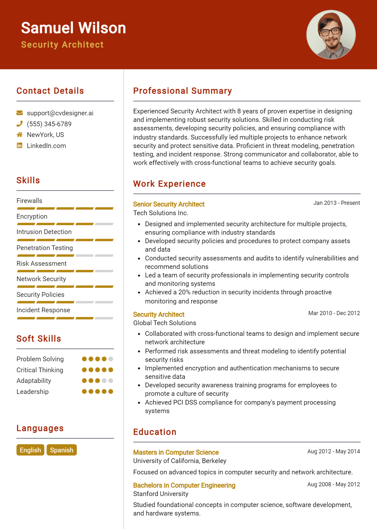 Security Architect Resume Example for 2026: Top Templates Preview