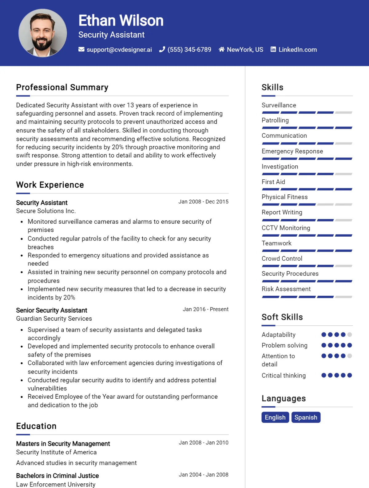 Security Assistant CV Example For 2026: Tips to Stand Out Preview