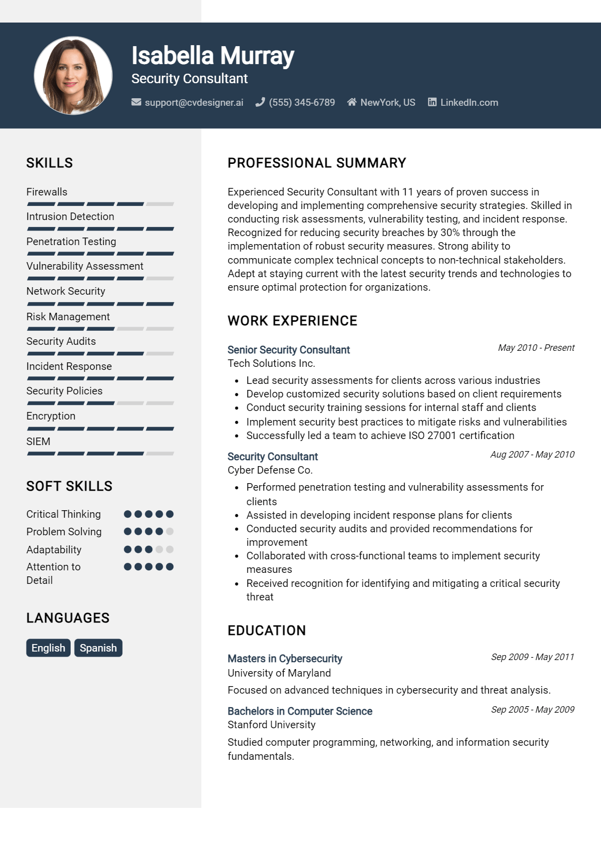 Security Consultant Resume Example for 2026: Best Writing Guide Preview