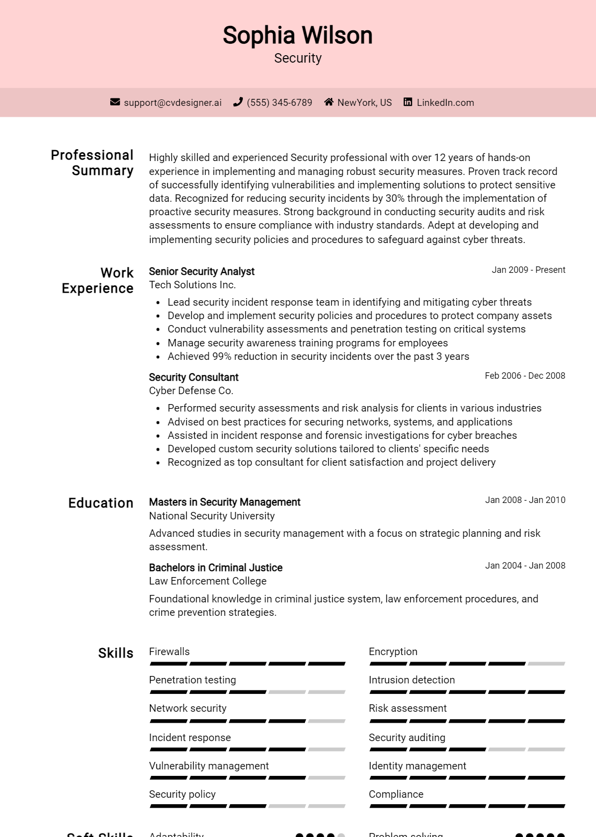 Security Resume Example for 2026: Best Writing Guide Preview