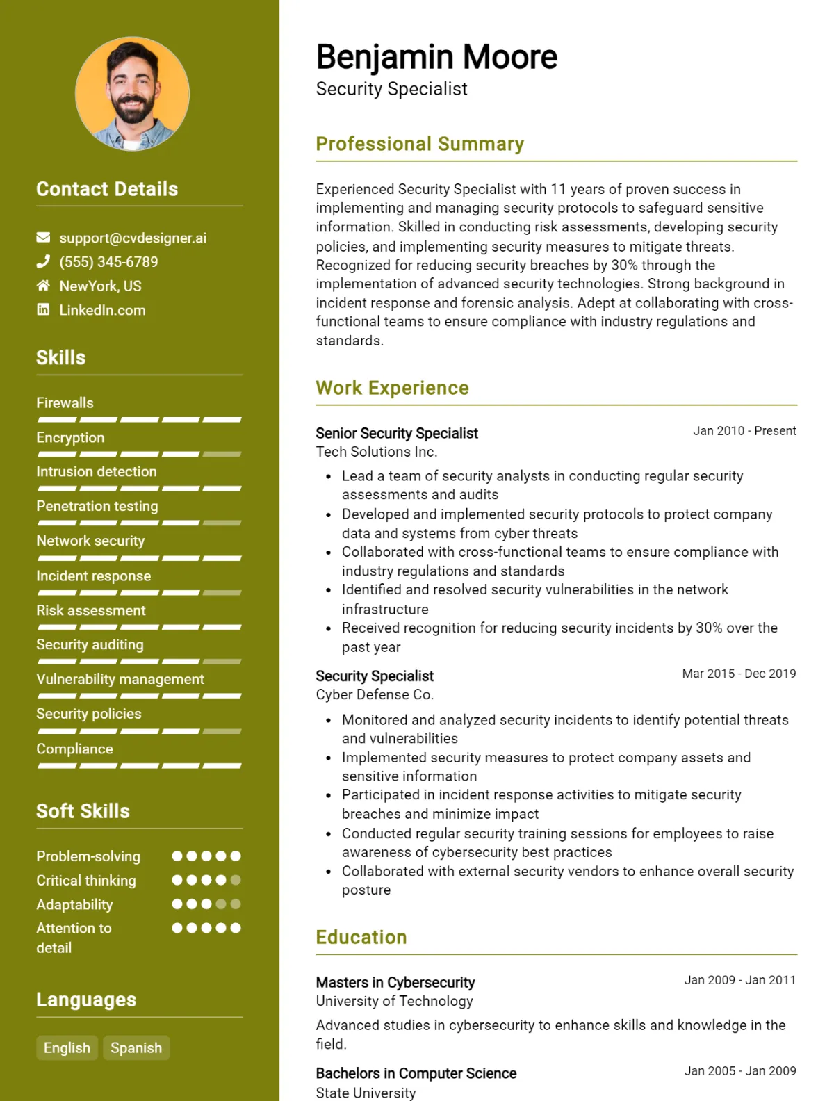 9 Security Specialist CV Examples And Top Free Templates For 2026 Preview