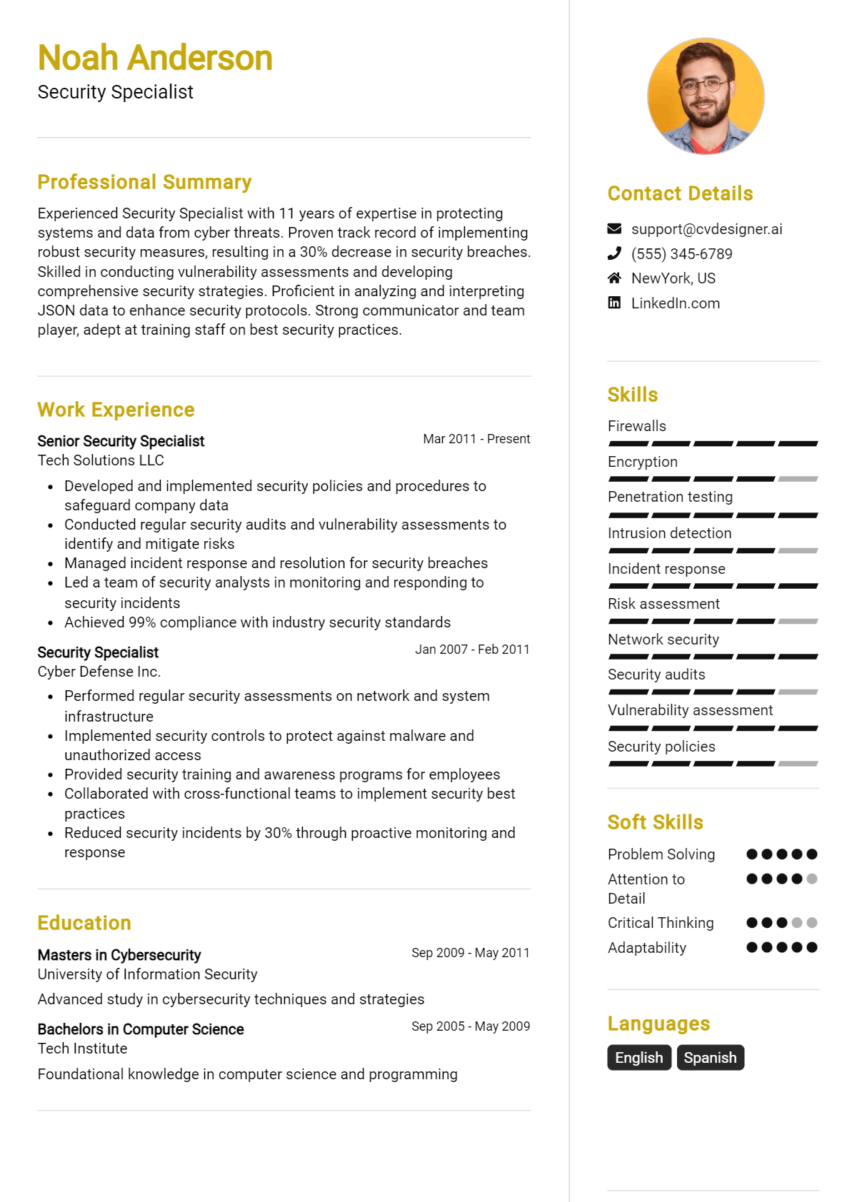 Security Specialist Resume Example for 2026: Ultimate Guide Preview