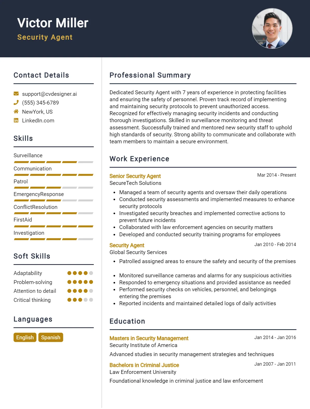 Security Agent CV Example For 2026: Expert Tips & Templates Preview